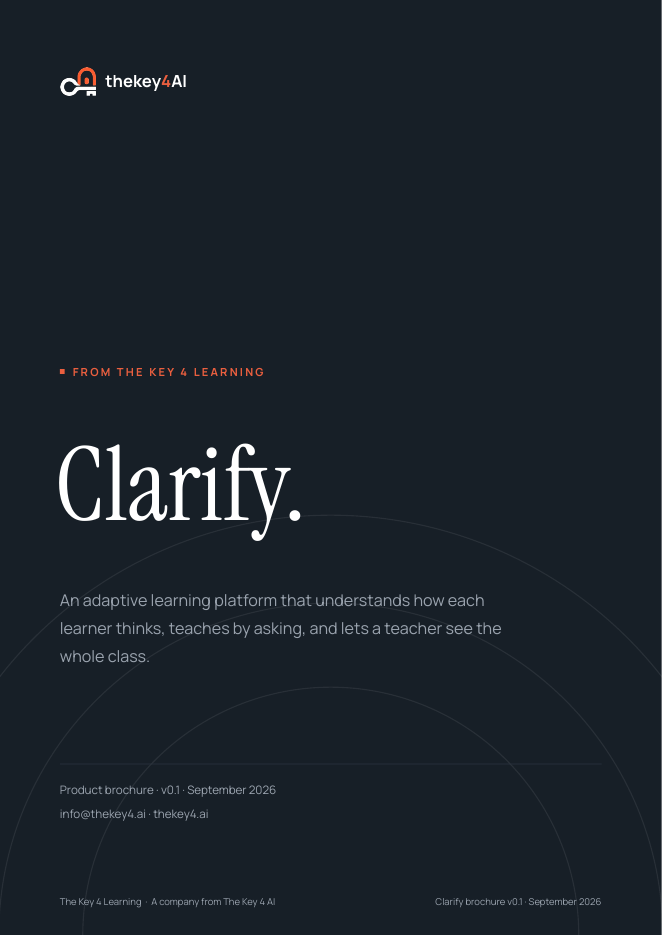 First page of Clarify, product brochure